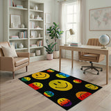 Multi-Color Pixel Smiley Faces Area Rug