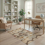 Beige and Neutral Abstract Area Abstract Wavy Beige Neutral Area Rug