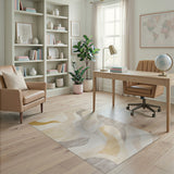 Abstract Wavy Beige Gold Area Rug