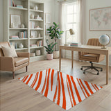 Bold Orange Diagonal Brushstroke Area Rug
