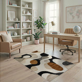 Brown Geometric Circle Modern Area Rug