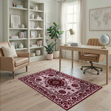Blush Pink Traditional Persian Area Rug with Sun Medallion