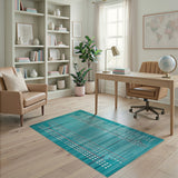 Teal Geometric Stripe Area Rug