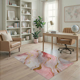 Rose Pink Gold Marble Abstract Area Rug