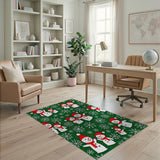 Festive Cartoon Snowmen Christmas Area Rug
