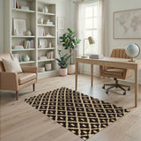 Beige Black Diamond Geometric Area Rug