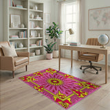Radiant Pink Starburst Persian Area Rug