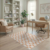 Geometric Modern Burnt Orange Geometric Trellis Area Rug