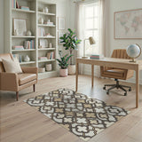 Elegant Beige Quatrefoil Geometric Area Rug