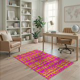 Geometric Modern Vibrant Pink Yellow Geometric Area Rug