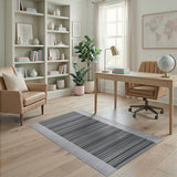 Geometric Modern Black and White Bold Black White Horizontal Stripe Rug