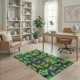 Vibrant Cartoon Roads Cars Green Kids Area Rug