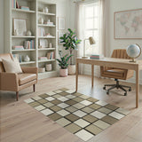 Beige and Neutral Geometric Modern Beige Grid Geometric Modern Area Rug