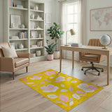 Vibrant Yellow Magnolia Floral Area Rug