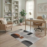 Modern Geometric Abstract Area Rug in Grey Rust