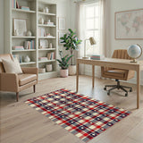 Patriotic Plaid Star Washable Area Rug