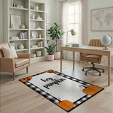 Hey Pumpkin Black Gingham Halloween Rug