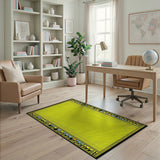 Sunny Yellow Dotted Tribal Border Rug