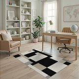 Geometric Modern Black and White Geometric Black White Abstract Area Rug