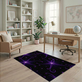 Purple Glowing Stars Abstract Area Rug
