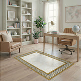 Gold Greek Key Marble Area Rug