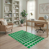 Green Interlocking Oval Geometric Area Rug