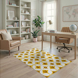 Vibrant Yellow Geometric Starburst Area Rug