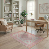 Blush Pink Persian Medallion Traditional Persian Area Rug
