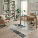 Modern Black Halftone Circles Area Rug - Beige
