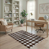 Brown White Gingham Checkered Area Rug