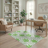Vibrant Green Leaf Vine Swirl Area Rug