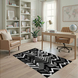 Geometric Eagle Pyramid Black White Area Rug