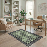 Mint Green Persian Starburst Pattern Area Rug