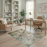 Vintage Teal Butterfly Rose Area Rug