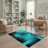 Teal Black Abstract Geometric Modern Area Rug