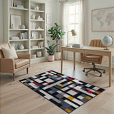 Abstract Geometric Multi-Color Patchwork Rug