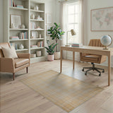 Beige and Neutral Rustic Farmhouse Beige Plaid Checkered Area Rug