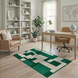 Geometric Modern Green Emerald Green Geometric Block Area Rug