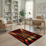 Dramatic Red Black Theater Stage Area Rug