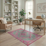 Vibrant Teal Pink Southwestern Area Rug