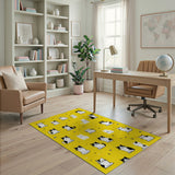 Cute Cartoon Cats on Yellow Area Rug