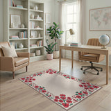 Vintage Red Floral Border Area Rug