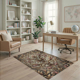 Ornate Gold Baroque Floral Area Rug
