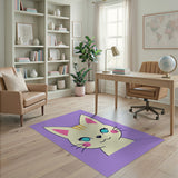 Purple Kawaii Cartoon Cat Face Area Rug