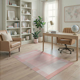 Blush Pink Grey Striped Geometric Rug