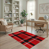 Red Bold Red Plaid Check Area Rug