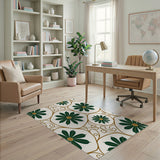Ornate Green Floral Vine Area Rug