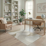 Beige Abstract Wave No. 6 Area Rug