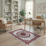 Ornate Red Mandala Border Area Rug