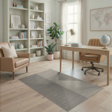 Grey Geometric Triangle Area Rug